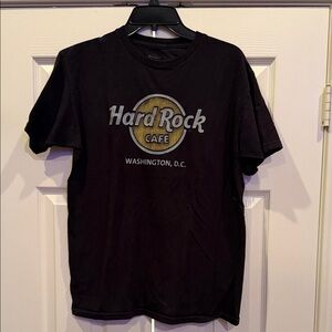 Hard Rock Cafe Black Tee with Silver and Gold Accents